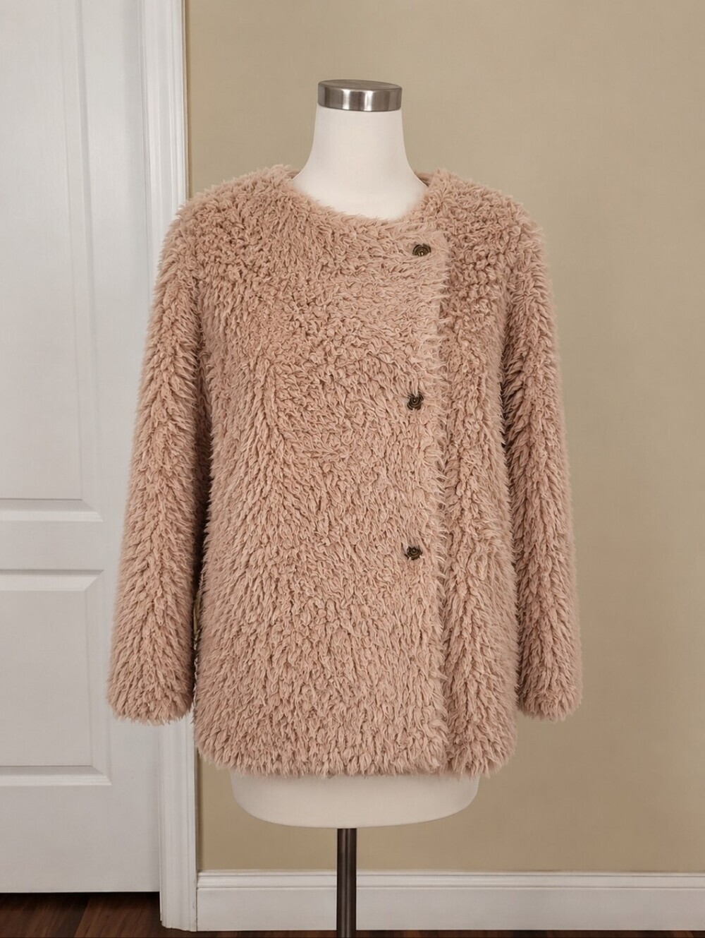 New Directions Faux Fur "Poodle" Jacket - Size Small - May Pink New With Tag